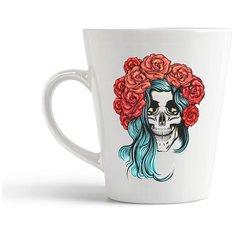 Кружка-латте CoolPodarok Илюстрация Череп с розами