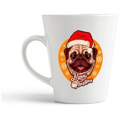 Кружка-латте CoolPodarok Илюстрация Новый год Собака на рыжем фоне