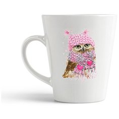 Кружка-латте CoolPodarok Совушка в темно розовой шапочке