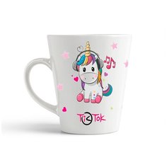 Кружка-латте CoolPodarok Тик ток Гламур (Пони и розовая надпись)