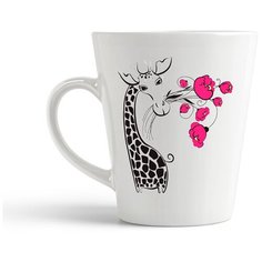 Кружка-латте CoolPodarok Животные Жирафик с цветами