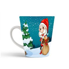 Кружка-латте CoolPodarok Санта Клаус Мульт Мешок с подарками Ёлочка Снег