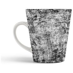 Кружка-латте CoolPodarok Абстракция белые царапины на черном фоне