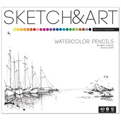 Скетч карандаши акварельные "SKETCH&ART" 24 ЦВ. в металлической коробке Bruno Visconti
