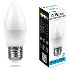 Feron Лампа светодиодная Feron E27 7W 6400K Свеча Матовая LB-97 25883