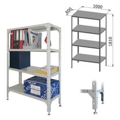 Стеллаж металлический "универсал", 1800х1000х600 мм, усиленные стойки, 4 полки, регулируемые опоры, 290350 290350 Universal
