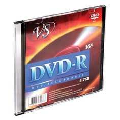 Диск DVD-R VS, 4,7 Gb, 16x, Slim Case, VSDVDRSL01 511550