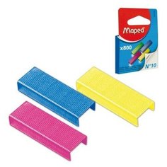 Скобы для степлера №10, 800 штук, цветные, MAPED (Франция), до 20 листов, 324706 224939