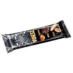 Батончик Zebra вафельный с изюмом и арахисом в карамели, 40 г Зебра