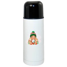 Термос CoolPodarok Новый год Девушка с кружкой