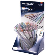 Ручка шариковая масляная PENSAN "My-Tech Colored", палитра ярких цветов 0,7 мм, дисплей, 2240/S60R-8