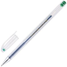 Ручка гелевая CROWN "Hi-Jell", зеленая, корпус прозрачный, узел 0,5 мм, линия письма 0,35 мм, HJR-500B