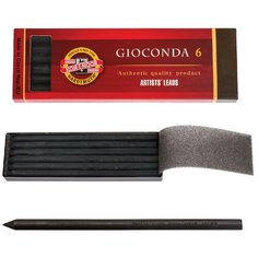 Графитовые стержни KOH-I-NOOR, набор 6 шт., "Gioconda", черные, картонная коробка, 4345002004PK