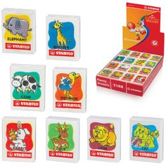 Резинка стирательная STABILO "Животные", в дисплее, 1188/48LA