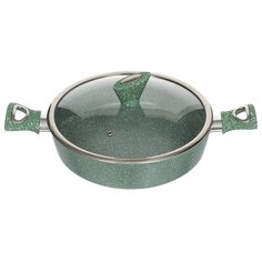 Сотейник с мраморным покрытием Daniks Мрамор Олимп зеленый DFP-26-GRM-IND, 28 см