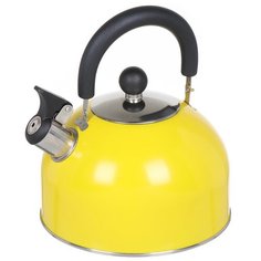 Чайник из нержавеющей стали Daniks GS-04011 желтый со свистком, 2.5 л