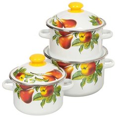 Набор эмалированной посуды 6 предметов, кастрюли 2,3,4 л, Сибирские товары, Дары лета 15, N15B62