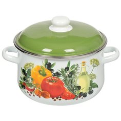 Кастрюля сталь, эмалированное покрытие, 5.5 л, с крышкой, СтальЭмаль, Европейская кухня белоснежная, 1с47я