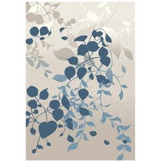 Ковер интерьерный 1.33х1.9 м, Silvano, Листья, прямоугольный, синий , 217174B