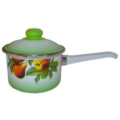 Ковш сталь, эмалированное покрытие, 1.5 л, с крышкой, индукция, СтальЭмаль, Дары лета, 7RD144M