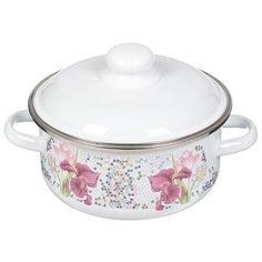 Кастрюля сталь, эмалированное покрытие, 2 л, с крышкой, СтальЭмаль, Мозаика белоснежная, 1RB181M