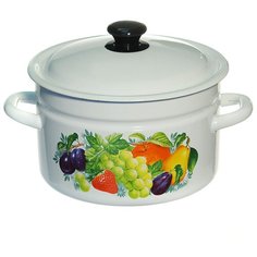 Кастрюля сталь, эмалированное покрытие, 5 л, с крышкой, Керченский металлургический завод, 41804-162/6 КМЗ