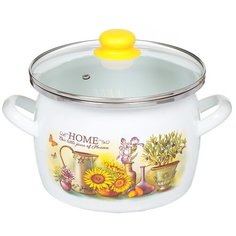 Кастрюля сталь, эмалированное покрытие, 5 л, с крышкой, Сантэкс, Милый дом, 1-2450112