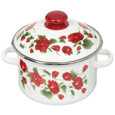 Кастрюля сталь, эмалированное покрытие, 3 л, с крышкой, Сибирские товары, Рамо, 3MD181M