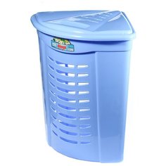 Корзина для белья, 50 л, 38х38х55 см, пластик, голубая, угловая, Dunya Plastik, Дюна, 05003