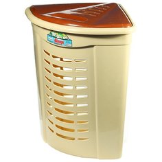 Корзина для белья, 50 л, 38х38х55 см, пластик, бежевая, угловая, Dunya Plastik, Дюна, 05003
