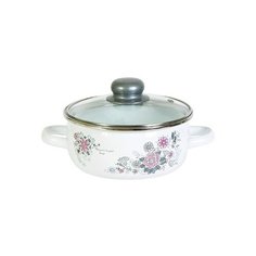 Кастрюля сферическая Стальэмаль "Весенний романс" 1,5 л, белоснежная, 1RA161S (RA16М2ВВ069842)