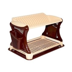 02033 Сушилка для посуды двухъярусная цвет бежевый/коричневый h300;300x520 Милих