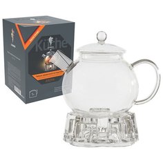 Чайник заварочный на подставке AROMA, объем 1000 мл (боросиликатное стекло, фильтр из нерж.стали) (008245) Leonord
