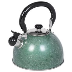 Чайник из нержавеющей стали Daniks M-009GR зеленый мрамор со свистком, 3 л