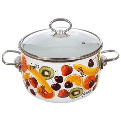 Кастрюля сталь, эмалированное покрытие, 2 л, с крышкой, Vitross, Fruits, 1SC165S/1SA185S
