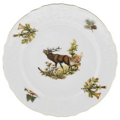 Тарелка десертная, фарфор, 19 см, круглая, Охотничьи сюжеты Лось, Bernadotte, P1750099JQZU001011