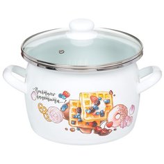 Кастрюля сталь, эмалированное покрытие, 5 л, с крышкой, Сантэкс, Десерт, 1-2450112
