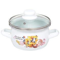 Кастрюля сталь, эмалированное покрытие, 1.5 л, с крышкой, Сантэкс, Десерт, 1-2415112