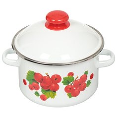 Кастрюля сталь, эмалированное покрытие, 3 л, с крышкой, Сибирские товары, Калина красная, 1MD181M/6MD181M