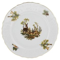 Тарелка десертная, фарфор, 19 см, круглая, Охотничьи сюжеты Олень, Bernadotte, P1750099JQZU001011