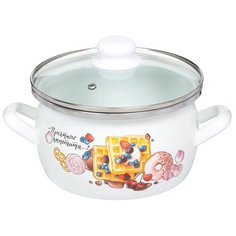 Кастрюля сталь, эмалированное покрытие, 3 л, с крышкой, Сантэкс, Десерт, 1-2430112