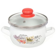 Кастрюля сталь, эмалированное покрытие, 1.5 л, с крышкой, Сантэкс, Прованс, 1-2415112