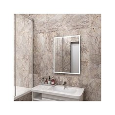 Зеркало Континент Frame LED, 60*80 см, LED подсветка, сенсорный выключатель, часы, белое