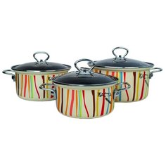 Набор эмалированной посуды 6 предметов, кастрюли 1.9,2.5,3.7 л, Керченский металлургический завод, Паста-1-Н-Элит КМЗ