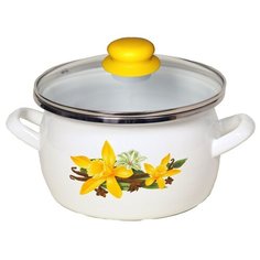 Кастрюля сталь, эмалированное покрытие, 3 л, с крышкой, Сантэкс, Ваниль, 1-2430112