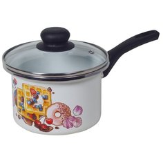 Кастрюля сталь, эмалированное покрытие, 1.5 л, с крышкой, Сантэкс, Десерт, 1-2215412