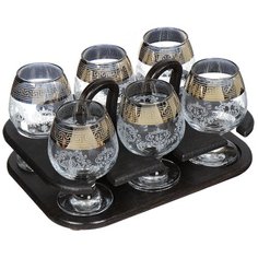 Бокал для бренди, 250 мл, стекло, 6 шт, с баром, Glasstar, Барокко, B_V_GN_483 / B_V_GN 1740