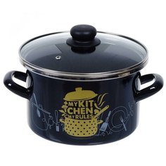 Кастрюля сталь, эмалированное покрытие, 4 л, с крышкой, Сантэкс, Моя кухня, 1-2240112