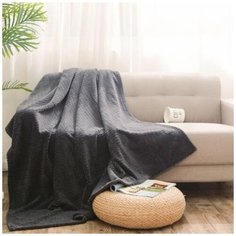 Плед 1.5- спальный, 150х200 см, велсофт, 100% полиэстер, Cleo, Роял плюш, серо- синий, 150/008- RP