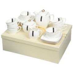 Набор чайный керамика, 15 предметов, на 6 персон, 240 мл, чайник 900 мл, Korall, Снежная королева, СРТ0115- А, подарочная упаковка Коралл